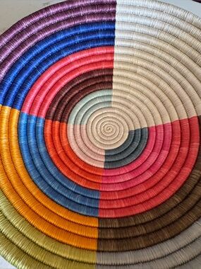 Colorful handwoven African basket